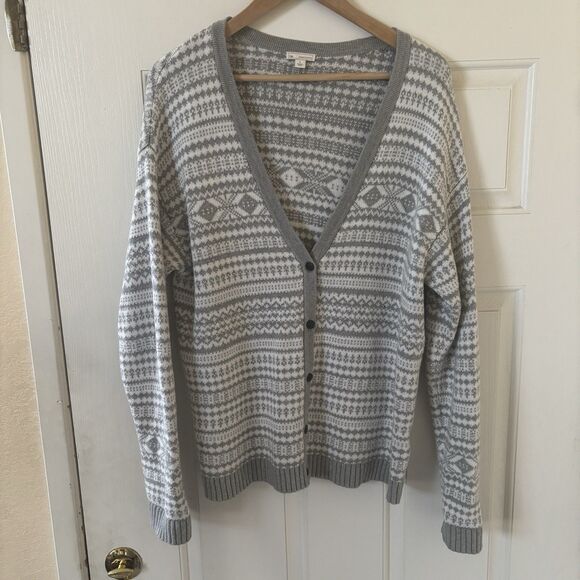 Gap Womens Fair Isle Cardigan Sweater Size Large V Neck Christmas Holiday Hygge - Picture 3 of 12